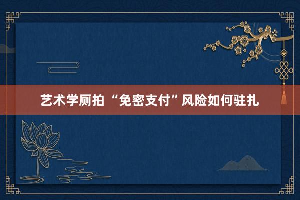 艺术学厕拍 “免密支付”风险如何驻扎