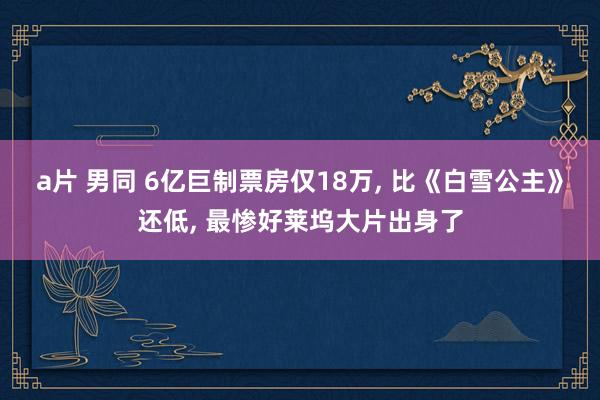 a片 男同 6亿巨制票房仅18万， 比《白雪公主》还低， 最惨好莱坞大片出身了